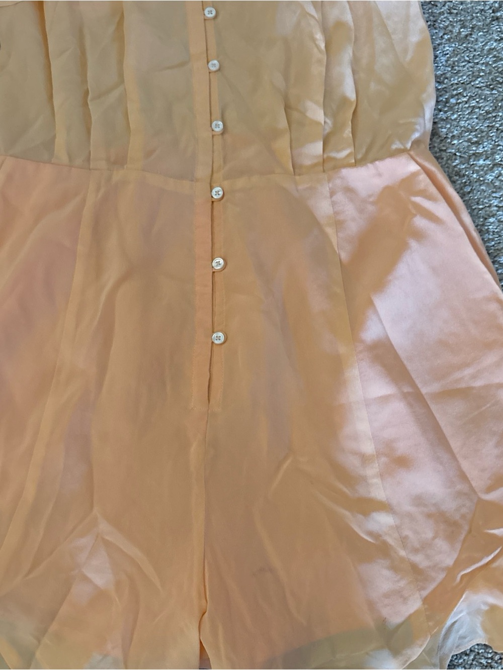 Soft Peach Button-Front Ruffle Romper - Picture 4 of 6